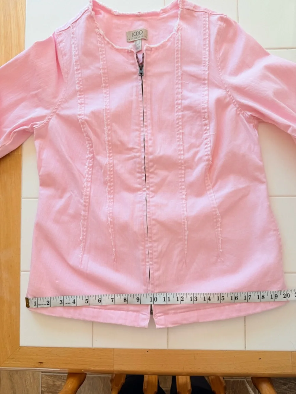 Barbie Pink Jean Jacket Medium (8) LOGO Lori Goldstein Bubblegum Pink ZipUp NWOT - Picture 13 of 14